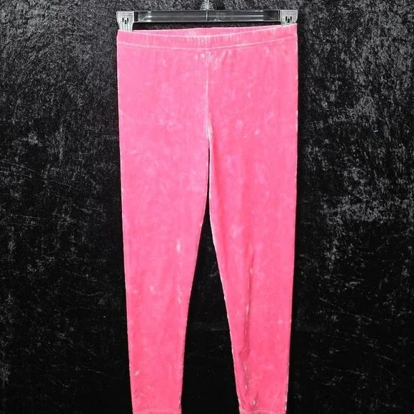 OshKosh Bgosh Girls Pink Crushed Velvet Leggings Size 10 Elastic Waist Pants