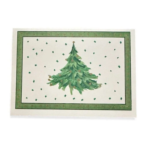 Vintage Oddballs Christmas Notecards - Watercolor- Happy Tree- 10 Pk