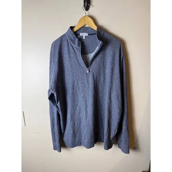 Peter Millar‎ Sweater Mens 2XL Blue Golf Comfort 1/4 Zip Pullover Breathable