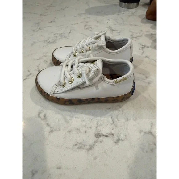Keds Kickstart Seasonal Toddler White Leopard Print Sneakers KL163879 Size 4M