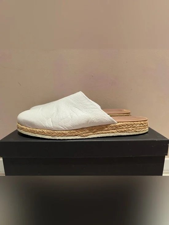 Rachel Comey White Leather Espadrille Slide - Size 9