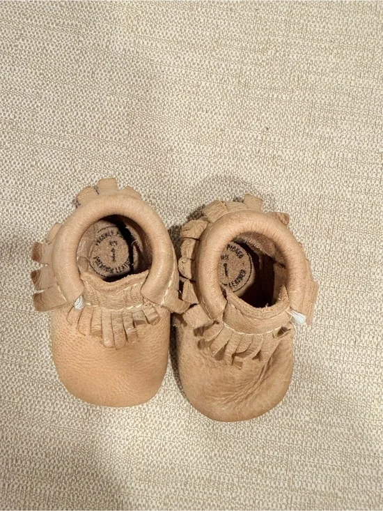 Freshly Picked Tan Fringe Baby Moccasins