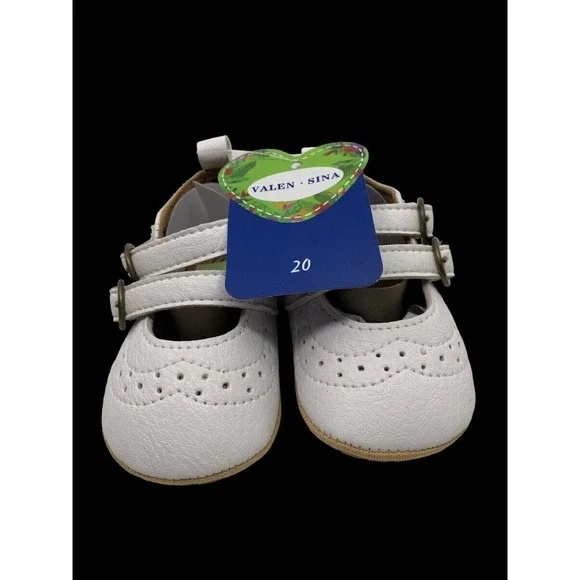 Baby Girls Double-Strap Mary‎ Jane Flats Moccasins Shoes White 6-12 Mth