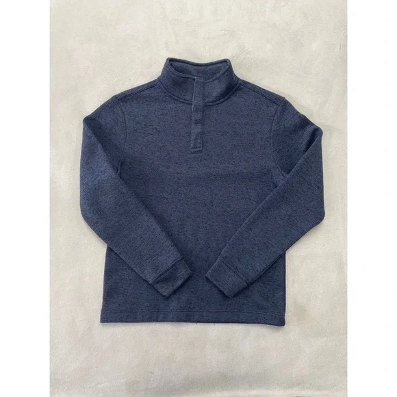 Banana Republic Mens Grayish Blue Marled Mock Neck Button Pullover Sweater M