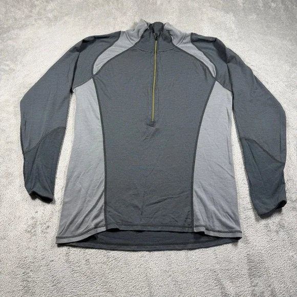 Smartwool Lightweight Half Zip Pullover Mens‎ Large Gray Merino Wool Baselayer
