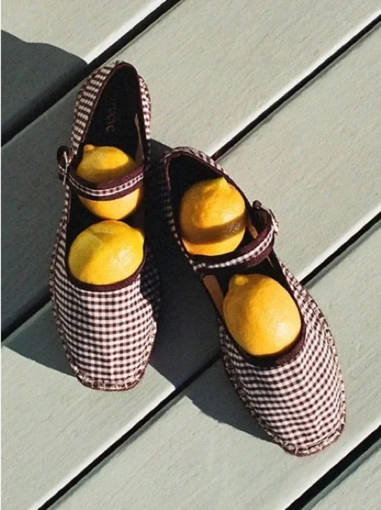 NIB Maeve Anthropologie Plaid Mary Jane Flats in Brown and Cream - Women Shoes