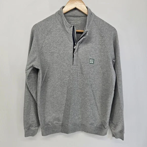 Holderness & Bourne Quarter Zip Pullover Mens S Gray Best Day Ever Golf Sweater