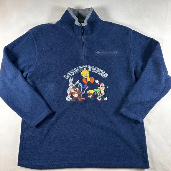Vintage 2000 Looney Tunes Fleece L Warner Bros Studio Store Embroidered Y2K