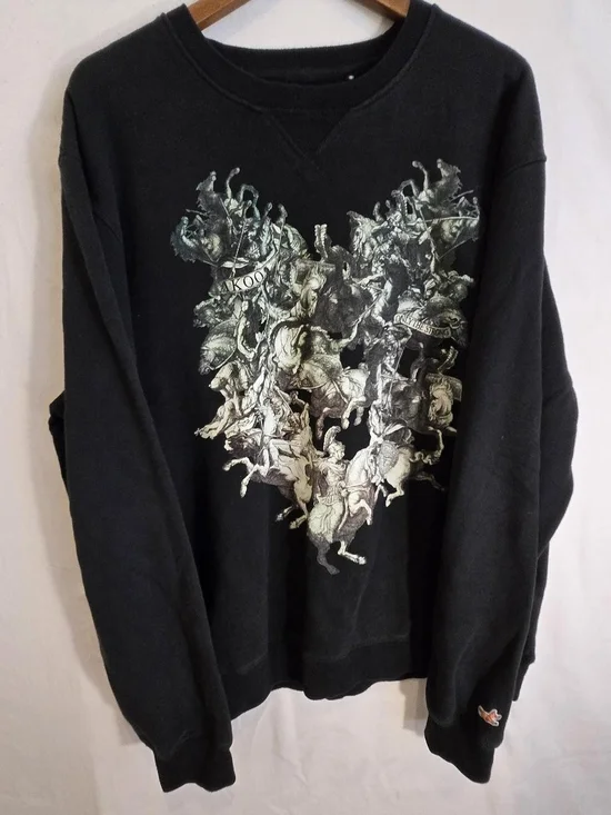 Akoo Black Crewneck Sweater with Horse Graphic