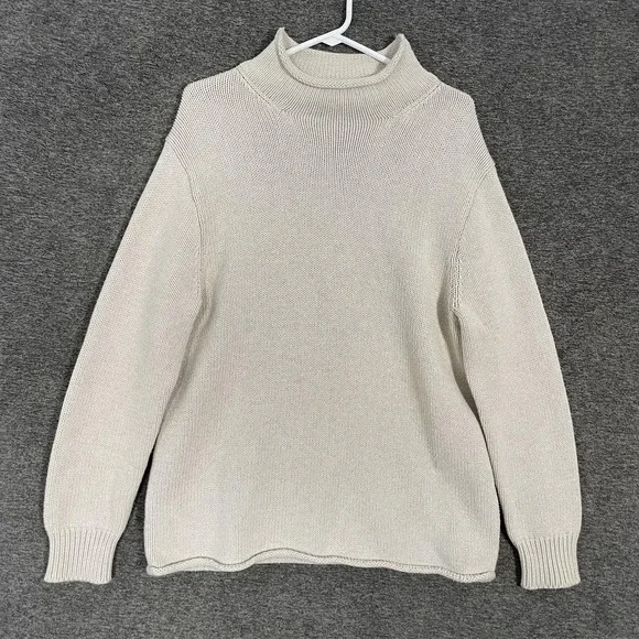 J Crew Always Sweater Adults 1988 Cotton Rollneck Sweater Oarsman Medium Ivory