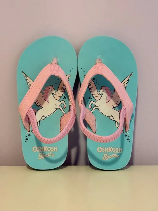NWOT OshKosh B’gosh Pink & Teal Unicorn Flip Flops Flip-Flops Size 7/8 M