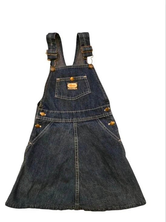 RARE Vintage 1970s Dark Blue Denim Overall Dress