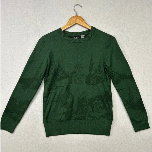 Christmas Holiday Dr. Seuss Unisex Small Green Grinch Graphic Pullover Sweater