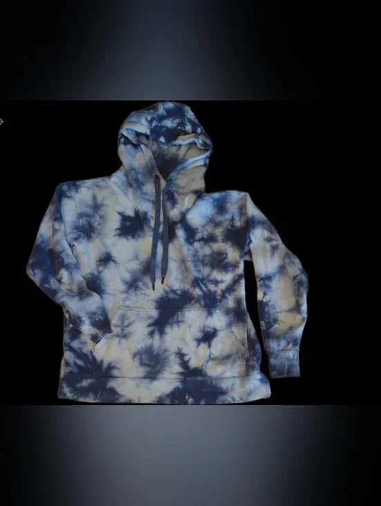 90 Degree By Reflex Blue & White Tie-Dye Zip-Up Hooded Sweater