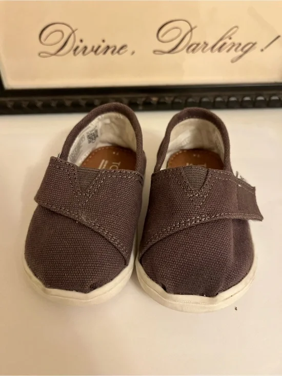 Toms Toddler Slip-On Shoes in Dark Brown Canvas - Size T4