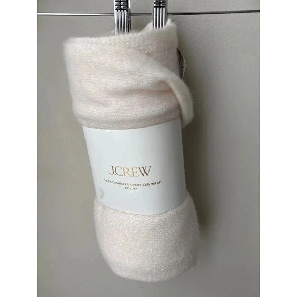 J.Crew 100% Cashmere Oversized Wrap Ivory 33” x 79”