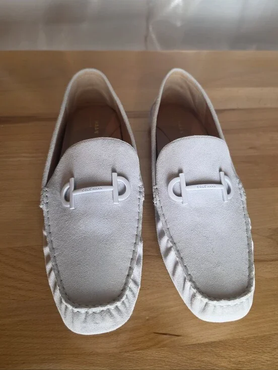Cole Haan Tully Driver Grand Series Loafers 9.5B Cream White Suede Preppy NWOB