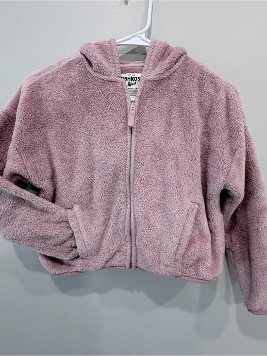 OshKosh B'gosh Plush Zip Hoodie in Light Mauve Pink