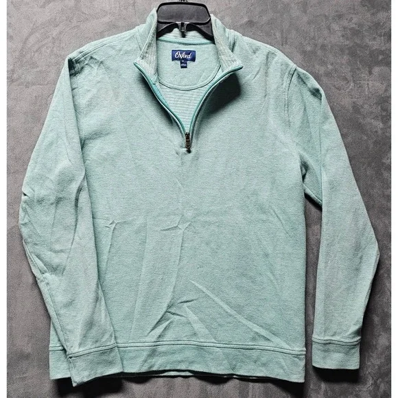 Oxford Mens Quarter Zip Pullover Mint Green Cotton Blend Sweater M X2-1098‎