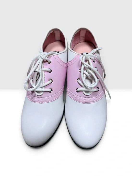 Funtasma Pink and White Lace-Up Saddle Flats