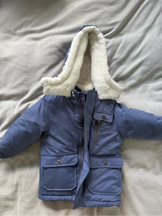 Kids Hooded Puffer Jacket with Sherpa Lining