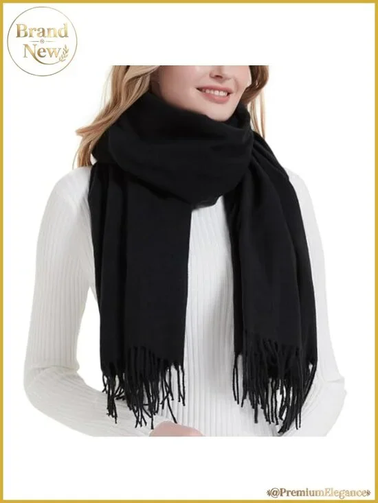 Oversized Winter Scarf with Tassels Soft Polyester Viscose Pashmina Shawl Wrap