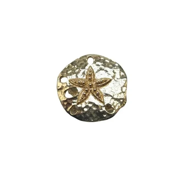 Sand Dollar Hammered Scarf Clip Gold Tone Vintage