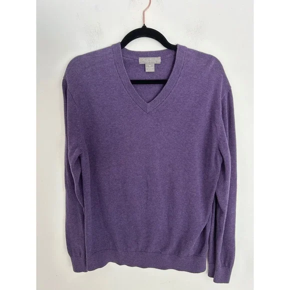 Daniel Cremieux Signature Collection‎ Purple Supima Cotton V-Neck Sweater Mens M