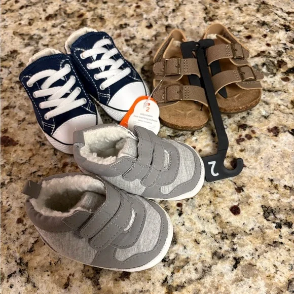 Carter's Gray, Converse Navy &‎ brownish color wondernation sandals & baby shoes