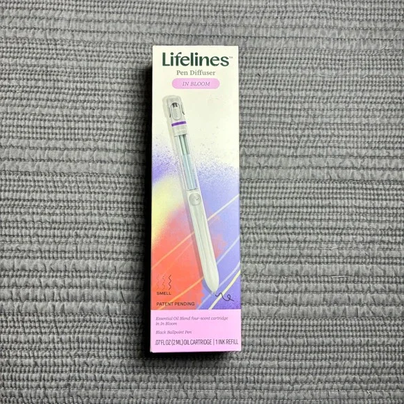 Lifelines Pen Diffuser In Bloom Essential Oil Black Ballpoint Pen & Refill NEW