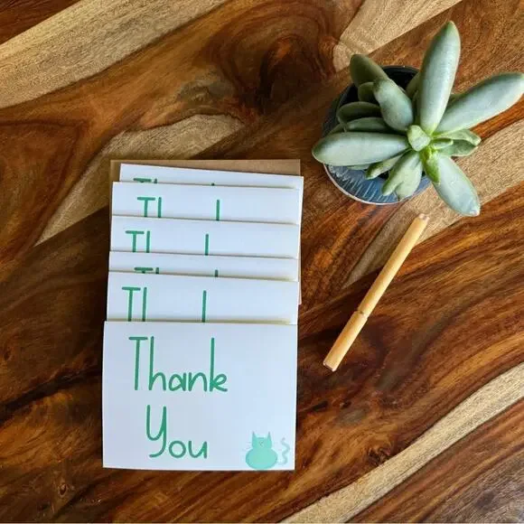 Thank You Cards Greeting Cards Blank Notes for Cat Lover Stationery Set of 6