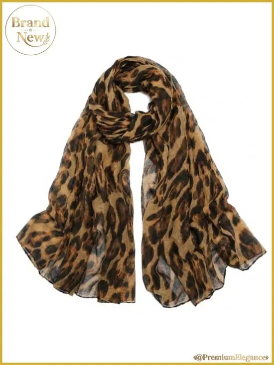Polyester Leopard Print Scarf Lightweight Sheer Wrap Shawl for Evening Dress