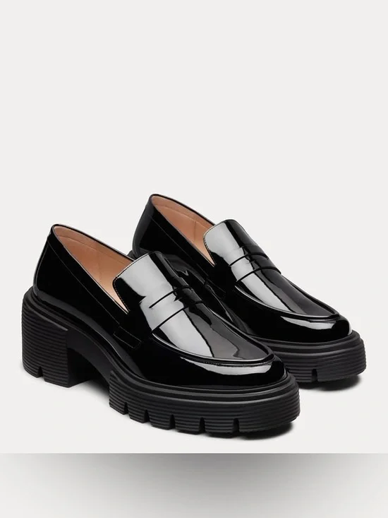 ‼️NEW Stuart Weitzman Soho Black Patent Leather Platform Loafers