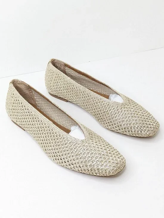 Kelsi Dagger Freya Gold Metallic Ballet Flats Women's 9.5