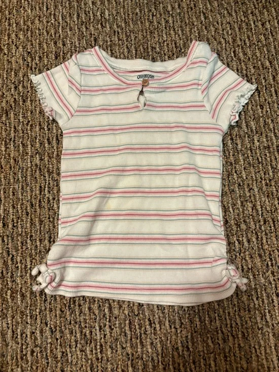 OshKosh B'gosh Cream Top with Pink and Light Blue Stripes