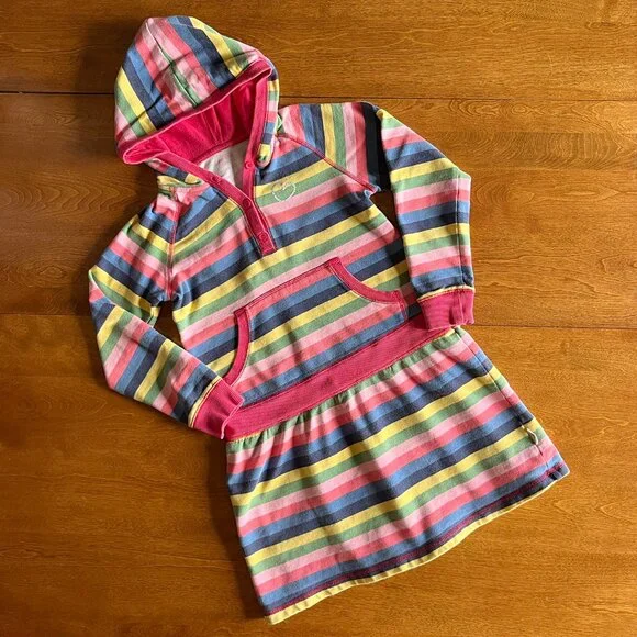 OshKosh rainbow stripe hooded dress 10