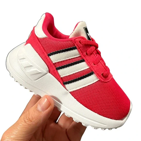 Adidas Baby Infant Girls Slip-on Sneakers Size 4 Pink-White Lightweight Comfort‎