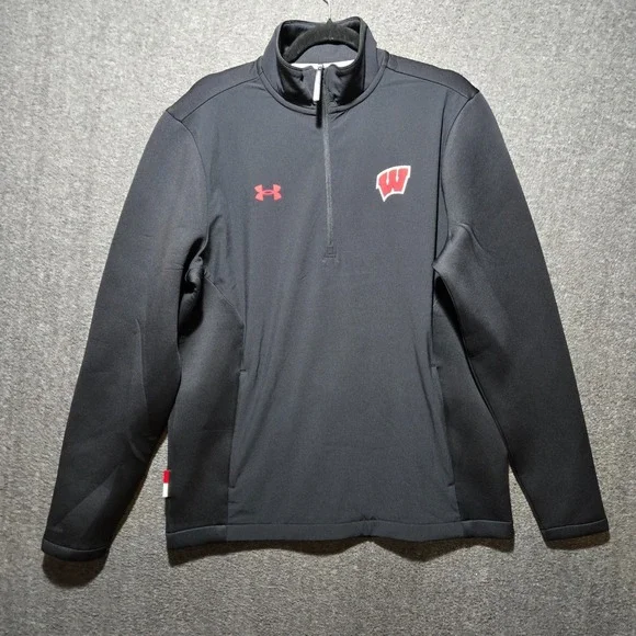 Under Armor Storm Drive Hybrid 1/4 Zip Sweater University Wisconsin Madison Sz M