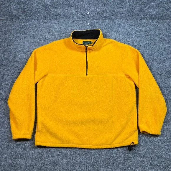 J. Crew Vintage Fleece Pullover Mens Medium Yellow 1/4 Zip Made in USA Mock Neck