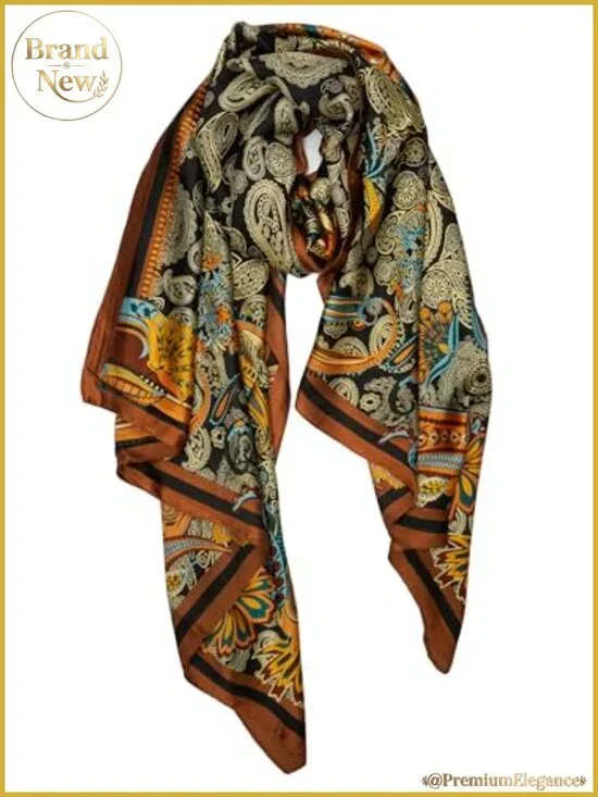 Large Satin Paisley Scarf Shawl Wrap Sun Protection Women