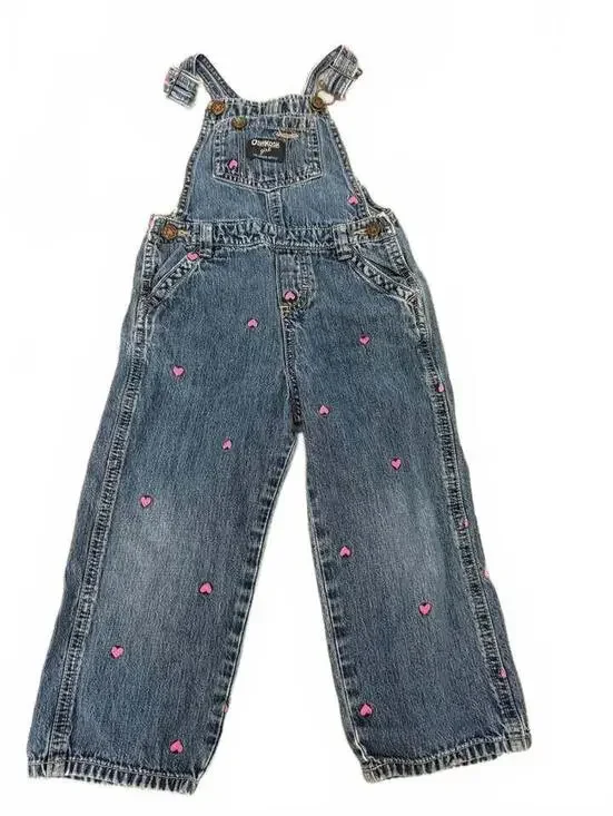 Vintage OshKosh B'gosh Girl Heart Denim Overalls 3T