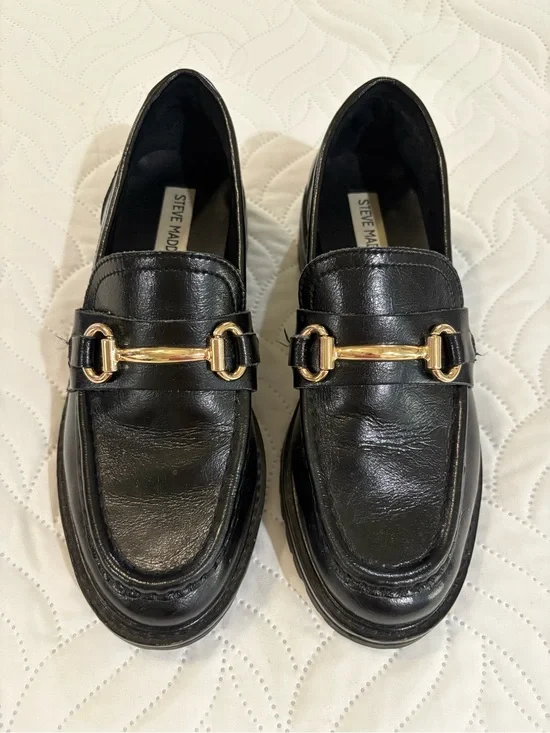 Steve Madden Mistor Black Leather Bit Loafers | Women’s 6.5