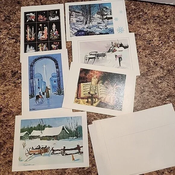 Lot of‎ 6 Vintage Christmas Cards Association Of Handicapped Artists Religious