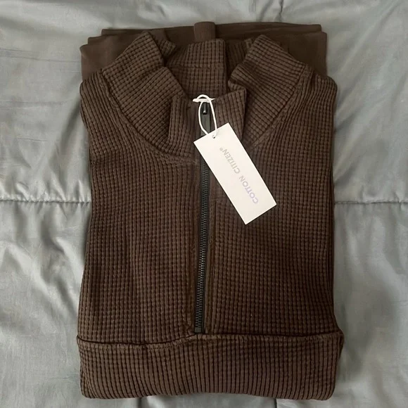 Cotton Citizen Cooper Half Zip Espresso NWT