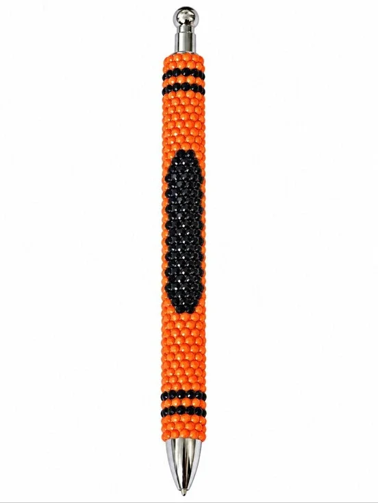 Handmade Diamond Dot Beaded Refillable Pen Interchangeable Orange Black