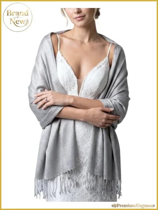 Metallic Pashmina Shawl Wrap Sparkly Evening Dress Scarf Wedding Guest