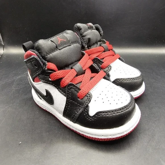 JORDAN 1 MID TODDLER WHITE / GYM RED-BLACK‎ DQ8425 106 SIZE 4C