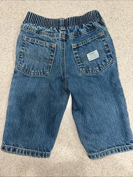 OshKosh B’gosh Toddler Boy Blue Jeans Full Elastic Waist Denim Pants Size 12 mo