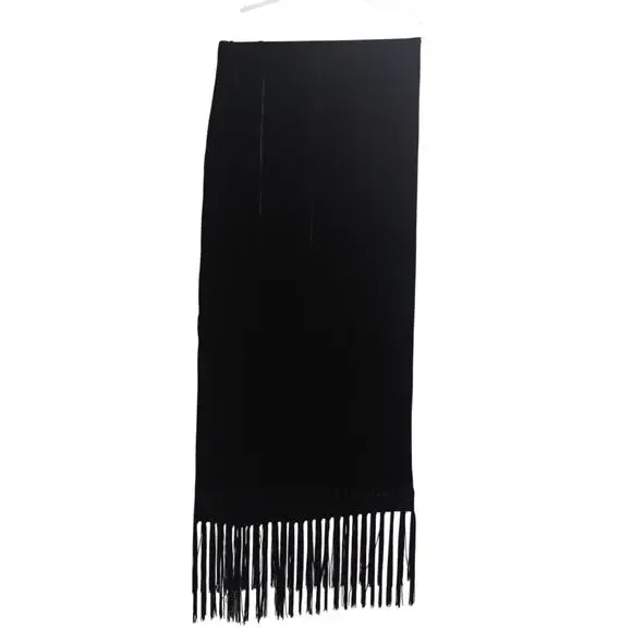Lord & Taylor Black Velvet Silk Scarf Shawl With Fringe