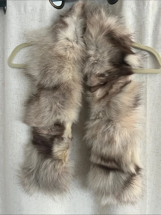 Vintage Genuine Fox Fur Stole Wrap Cream Tan Luxury Formal Evening Shawl 46 inch